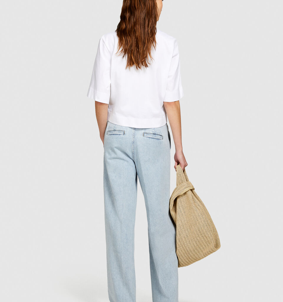 Organic cotton t-shirt with print - women's short sleeve t-shirts - White | Sisley image number 3